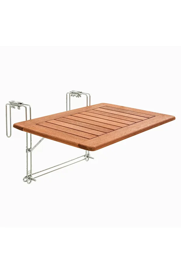 Askılı Katlanır Balkon Masası Ahşap Ayarlanabilir Mekanizmalı 60x40cm